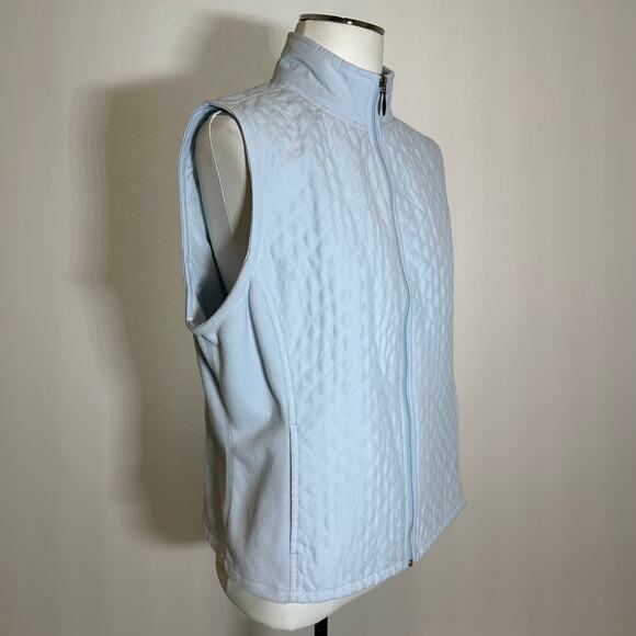 Columbia Light Blue Diamond Quilted/Fleece Vest Full Zip Ski Womens Size Large L - Picture 2 of 12